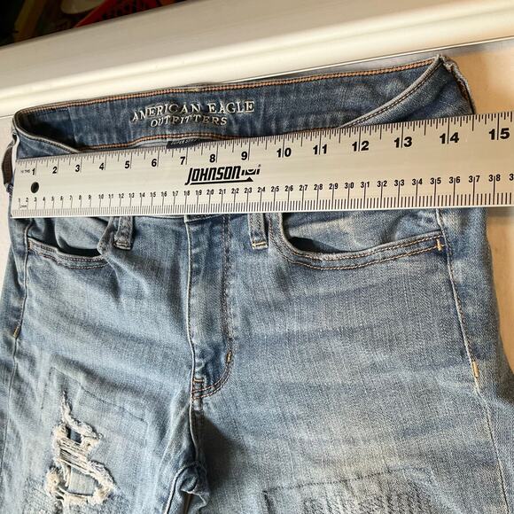 American Eagle Outfitters Women Skinny Jeans size 8 Short Blue Super Stretch - Picture 2 of 11